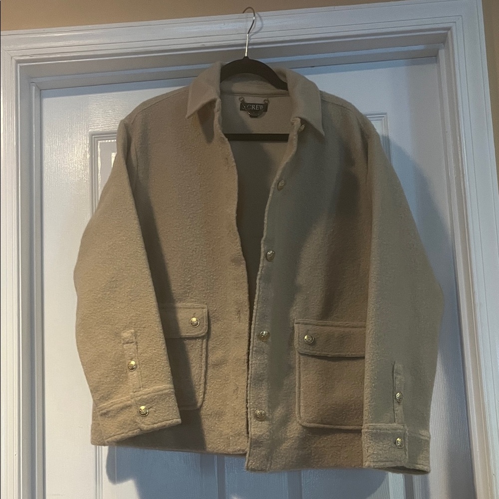 NWOT J Crew Beige Wool Jacket with Gold Buttons